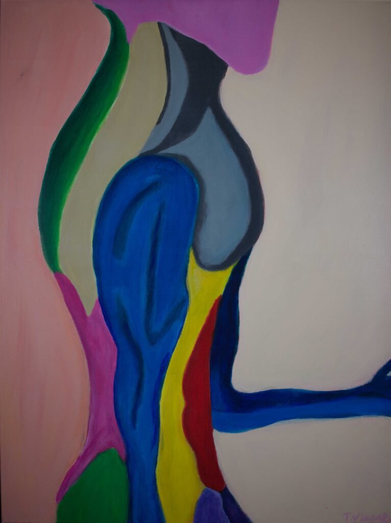 Abstracte compositie van anatomische delen die kwetsbaarheid en blootgeven verbeelden.